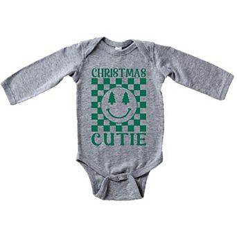 Christmas Cutie Checkered Baby Long Sleeve Bodysuit