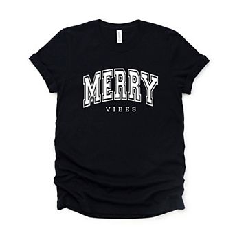 Simply Sage Market Merry Vibes Varsity Thick Outline Short Sleeve Tee
