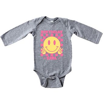 Birthday Girl Checkered Baby Long Sleeve Bodysuit