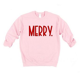 Merry Bold Word Puff Print Sweatshirt