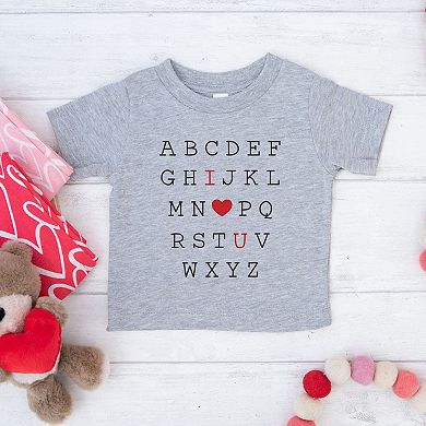 Alphabet I Love You Toddler Short Sleeve Graphic Tee