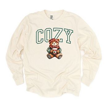 Cozy Bear Garment Dyed Long Sleeve Tees