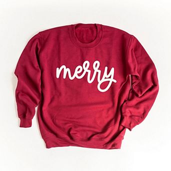 Merry Bold Cursive Raised Print Sweatshirt