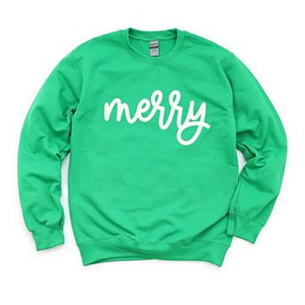 Merry Bold Cursive Raised Print Sweatshirt