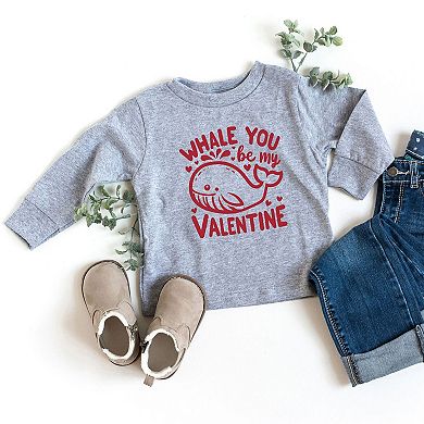Valentines Whale Toddler Long Sleeve Graphic Tee