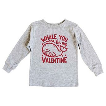 Valentines Whale Toddler Long Sleeve Graphic Tee