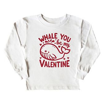 Valentines Whale Toddler Long Sleeve Graphic Tee