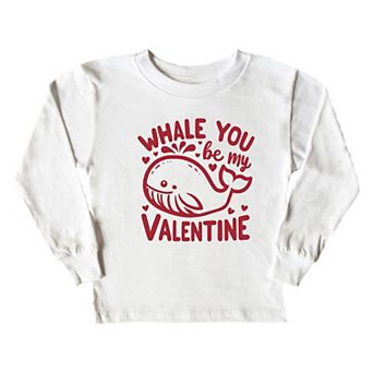 Valentines Whale Toddler Long Sleeve Graphic Tee