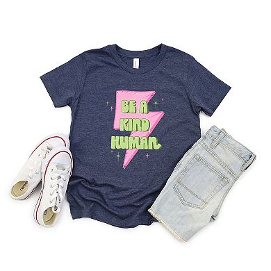 Be A Kind Human Lightning Bolt Youth Short Sleeve Graphic Tee