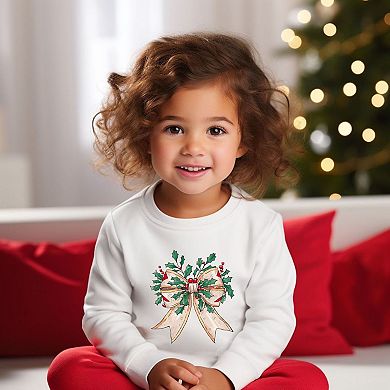 Holly Leaves Coquette Toddler Graphic Sweatshirt