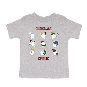 Christmas Spirits Red Words Toddler Short Sleeve Graphic Tee