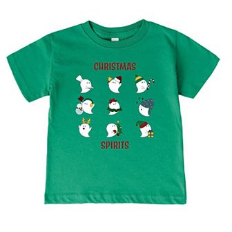 Christmas Spirits Red Words Toddler Short Sleeve Graphic Tee