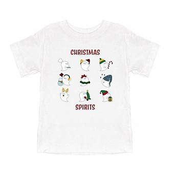 Christmas Spirits Red Words Toddler Short Sleeve Graphic Tee