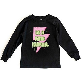 Be A Kind Human Lightning Bolt Youth Long Sleeve Graphic Tee