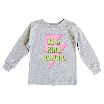 Be A Kind Human Lightning Bolt Youth Long Sleeve Graphic Tee