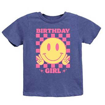Birthday Girl Chekcered Youth Short Sleeve Graphic Tee