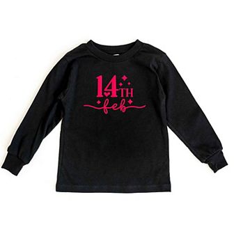 14th Feb Stars Raised Print Youth Long Sleeve Graphic Tee