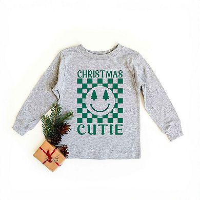 Christmas Cutie Checkered Toddler Long Sleeve Graphic Tee