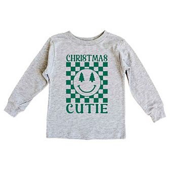 Christmas Cutie Checkered Toddler Long Sleeve Graphic Tee