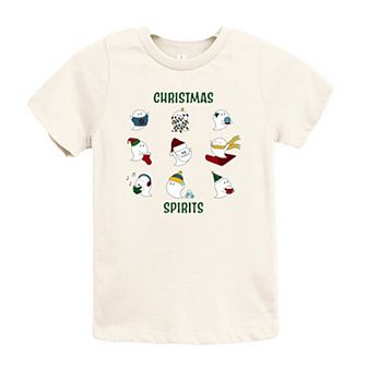 Christmas Spirits Green Words Youth Short Sleeve Graphic Tee