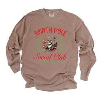 North Pole Social Club Reindeer Garment Dyed Long Sleeve Tees