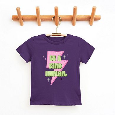 Be A Kind Human Lightning Bolt Toddler Short Sleeve Graphic Tee