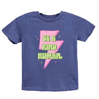 Be A Kind Human Lightning Bolt Toddler Short Sleeve Graphic Tee