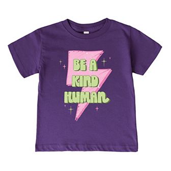 Be A Kind Human Lightning Bolt Toddler Short Sleeve Graphic Tee