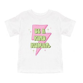 Be A Kind Human Lightning Bolt Toddler Short Sleeve Graphic Tee