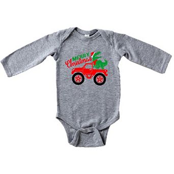 Christmas Dino Truck Baby Long Sleeve Bodysuit