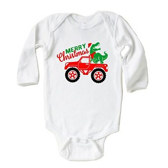 Christmas Dino Truck Baby Long Sleeve Bodysuit