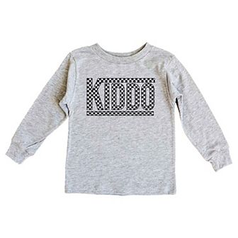 Kiddo Checkered Toddler Long Sleeve Graphic Tee