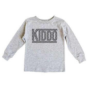 Kiddo Checkered Toddler Long Sleeve Graphic Tee