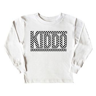 Kiddo Checkered Toddler Long Sleeve Graphic Tee