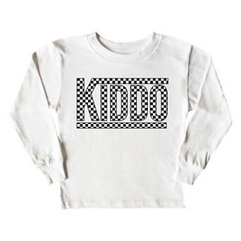 Kiddo Checkered Toddler Long Sleeve Graphic Tee