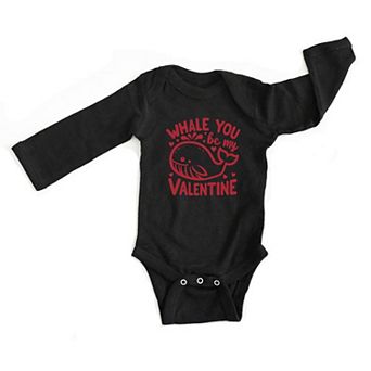 Valentines Whale Baby Long Sleeve Bodysuit