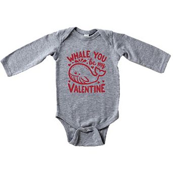 Valentines Whale Baby Long Sleeve Bodysuit
