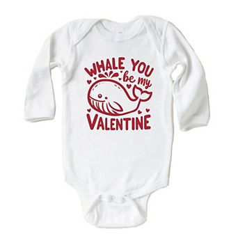Valentines Whale Baby Long Sleeve Bodysuit
