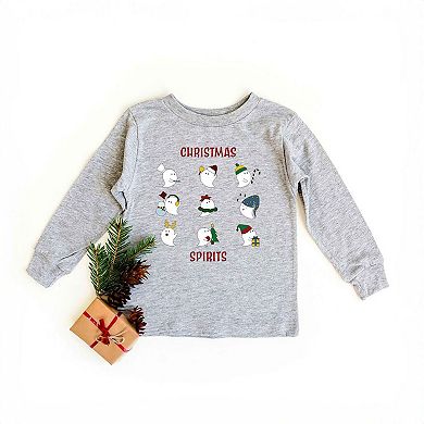 Christmas Spirits Red Words Toddler Long Sleeve Graphic Tee