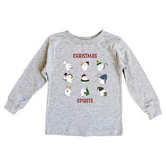 Christmas Spirits Red Words Toddler Long Sleeve Graphic Tee