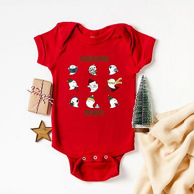 Christmas Spirits Green Words Baby Bodysuit