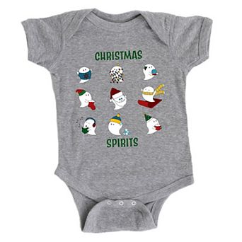 Christmas Spirits Green Words Baby Bodysuit