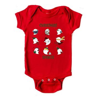 Christmas Spirits Green Words Baby Bodysuit