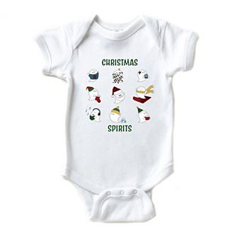 Christmas Spirits Green Words Baby Bodysuit
