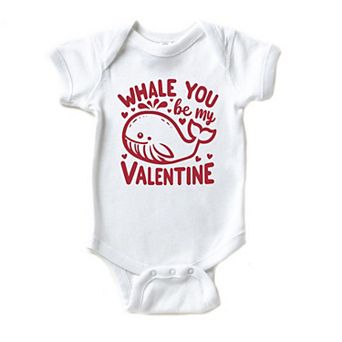 Valentines Whale Baby Bodysuit