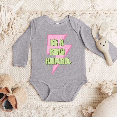 Be A Kind Human Lightning Bolt Baby Long Sleeve Bodysuit