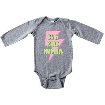 Be A Kind Human Lightning Bolt Baby Long Sleeve Bodysuit