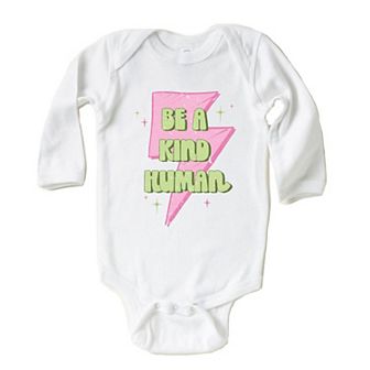 Be A Kind Human Lightning Bolt Baby Long Sleeve Bodysuit