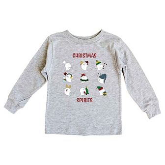 Christmas Spirits Red Words Youth Long Sleeve Graphic Tee