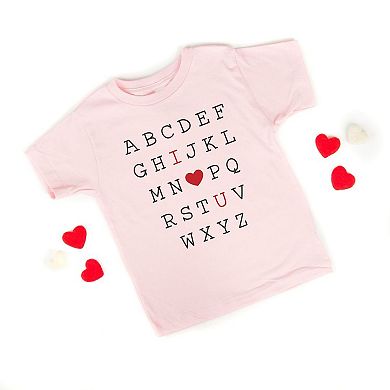 Alphabet I Love You Youth Short Sleeve Graphic Tee
